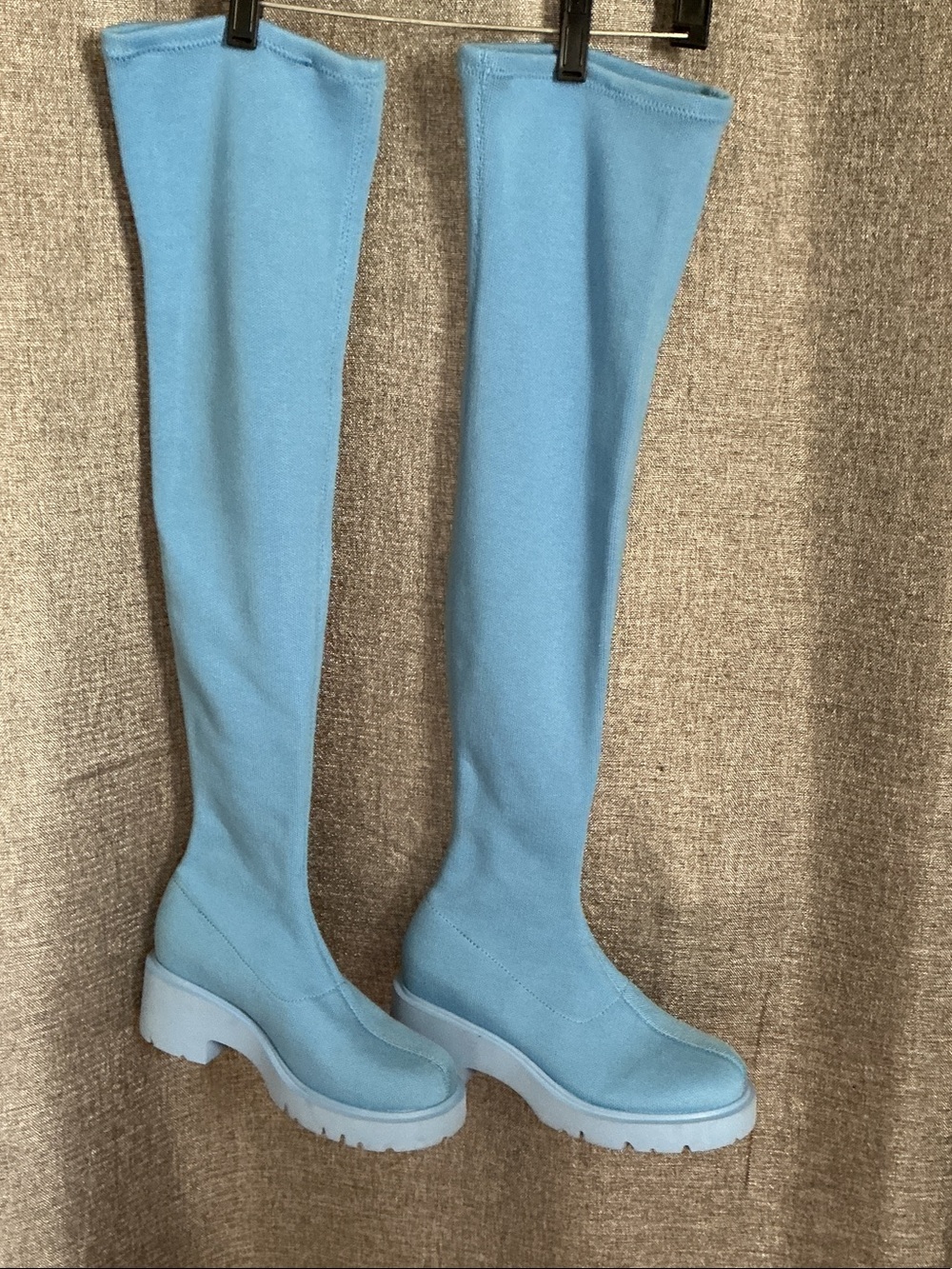 NWT Camper Milah Knit Over-the-Knee Knit Boots in Sky Blue